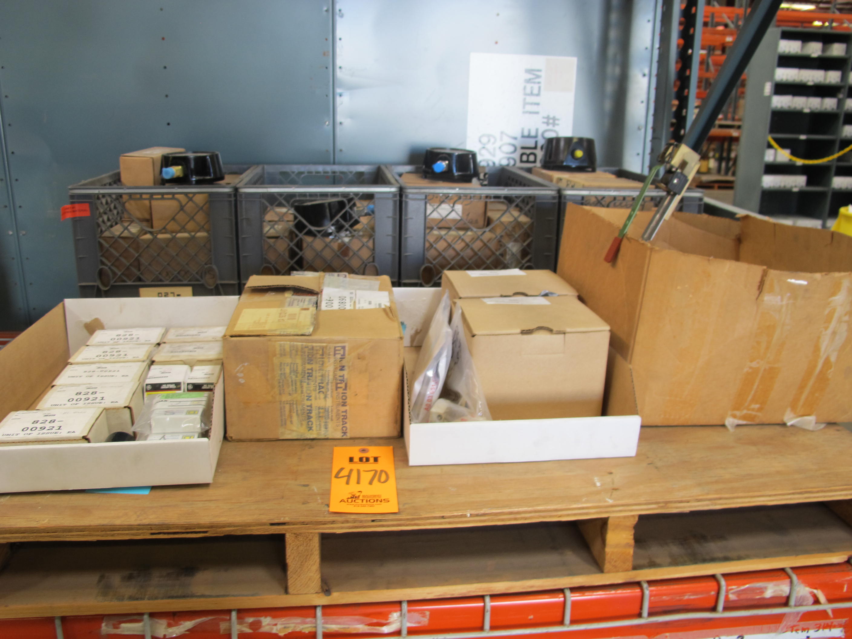 LOT TO INCLUDE: (4 PALLETS) MISC. GAUGES, THERMOMETERS, AND SENSORS. LOADING & HANDLING FEE $15-4170